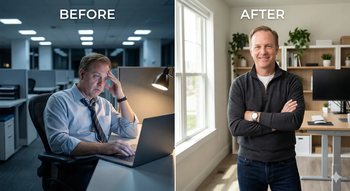 David, 52 — Before and after andropause treatment showing improved mood and energy