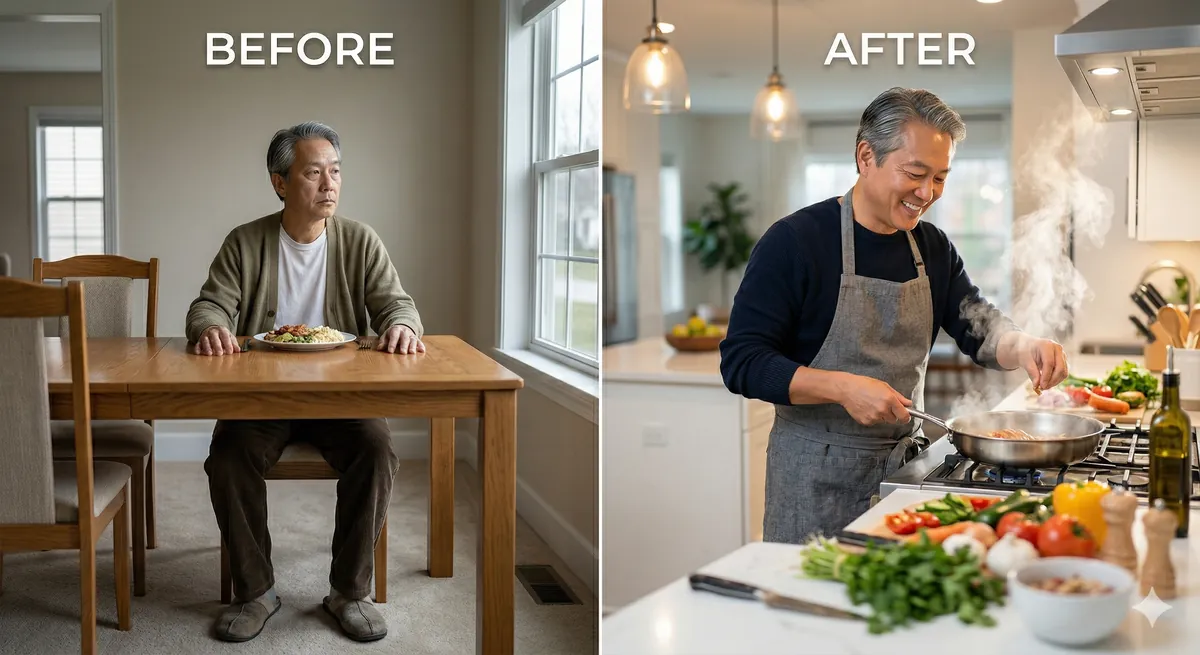 Robert, 57 — Before and after andropause treatment showing vitality restored